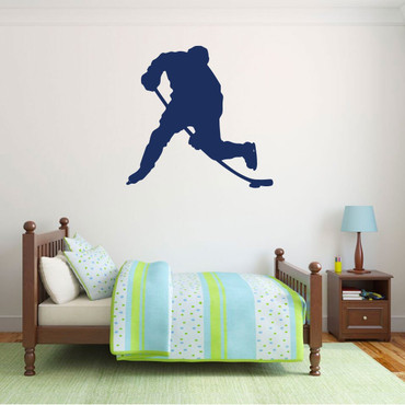 Hockey Player Wall Decal - Vinyl Decor For Teen, Boy's Bedroom or Playroom - Sports Decorations