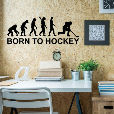 Hockey Wall Decal - Born To Hockey Vinyl Decor For Bedroom, Playroom Or Man Cave - Sports Decorations