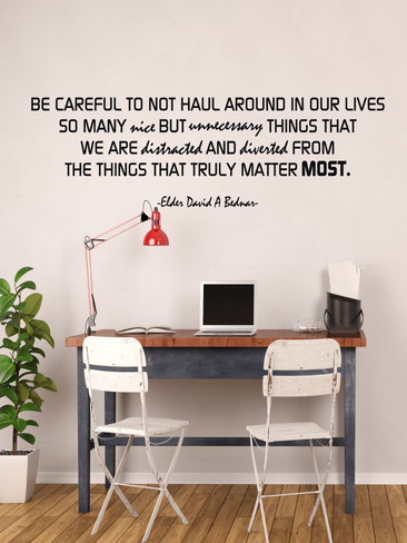 Inspirational Quote Home Decor - Focus On What Really Matters - David A Bednar Saying Vinyl Wall Art Decor for Living or Family Room, Bedroom, Office