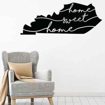Kentucky Wall Decal - Home Sweet Home - State Vinyl Art Silhouette for Home Decor, Living Room or Family Room Decoration