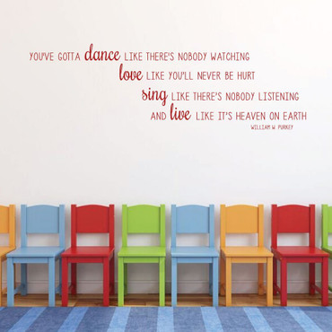 Life Quote Wall Decal - "Dance Like There's Nobody Watching" - Vinyl Decor Lettering for Home, Dance Studio, Classroom, Counseling Center