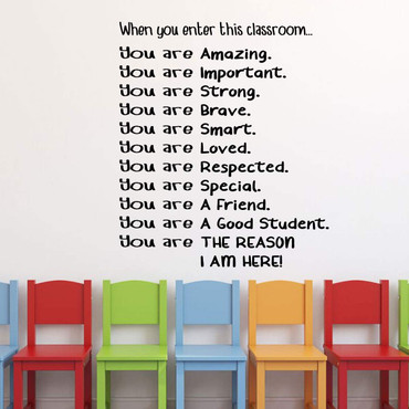 Motivational Classroom Decorations - Vinyl Wall Decal Stickers or Sign for Teachers and Schools
