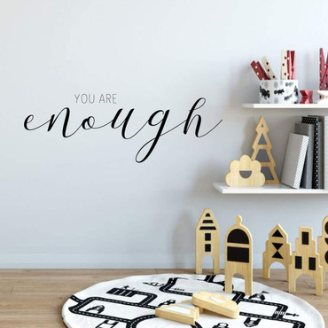 Motivational Quotes Wall Decal - "You Are Enough" Vinyl Lettering for Kids, Teens Bedroom or Playroom