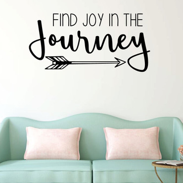 Motivational Wall Decal - Find Joy In The Journey With Arrow Design - Inspirational Vinyl Art for Home, Bedroom or Living Room Decor