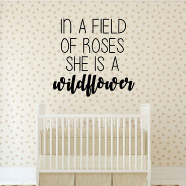 Nursery Wall Decal - In A Field Of Roses - Vinyl Decorations for Baby's Bedroom, Playroom or Study Area
