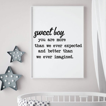 Nursery Wall Decal - Sweet Boy - Vinyl Decor for Children's Bedroom or Playroom Decoration - Decal Only