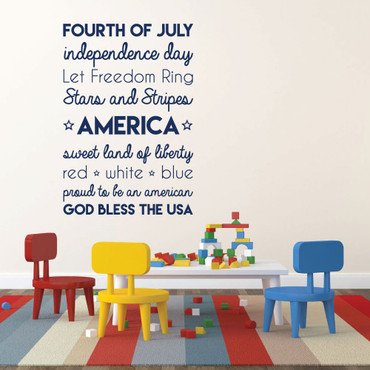 Patriotic Decals - USA Wall Decal - Fourth of July - Independence Day - Let Freedom Ring - Wall Art With Quote - Patriotic Wall Art for the Home, Office, or School