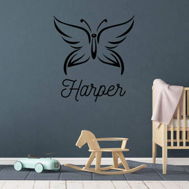 Personalized Butterfly Wall Decal - Vinyl Sticker Decoration for Girl's Bedroom, Bathroom, Playroom or Nursery Decor