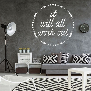 Positive Wall Decal - It Will All Work Out - Vinyl Decor for Bedroom, Home Decorating, Living Room or Office Decoration