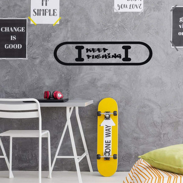 Skateboard Wall Decor - Keep Pushing - Decals for Home Decor, Bedroom, Dorm Or Playroom