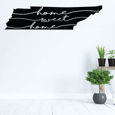 Tennessee Wall Decal - Home Sweet Home - State Silhouette Vinyl Art for Home Decor, Living Room or Family Room Decoration
