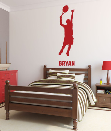 Tennis Personalized Male Athlete Sport Player Serving For Child Teen Bedroom Vinyl Wall Art Decal