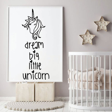 Unicorn Wall Decal - Dream Big - Vinyl Decor for Girl's Bedroom, Playroom or Children's Room Decoration