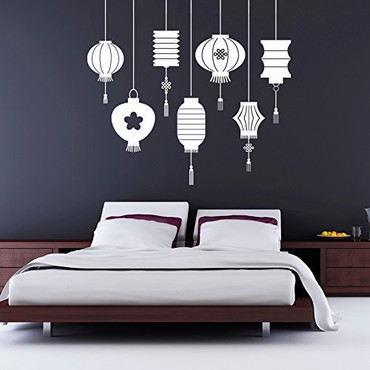 Vinyl Wall Decal Traditional Asian Chinese Oriental Lantern Decorations Home, Office, Restaurant Decor Stickers
