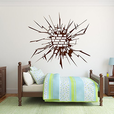 Wall Design Vinyl Sticker Decal Shattered Broken Bricks