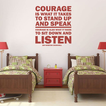 Winston Churchill Wall Quotes, Vinyl Decal Inspirational Saying "Courage Is What It Takes"