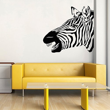 Zebra Head Vinyl Wall Decal African Safari Decor for Home, Office, School Classroom, Zoo or Museum