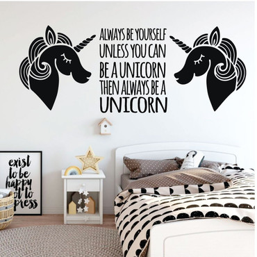Be A Unicorn Wall Decal - Always Be Yourself - Vinyl Decor For Girl's Bedroom, Playroom or Bathroom - Kids Home Decorations