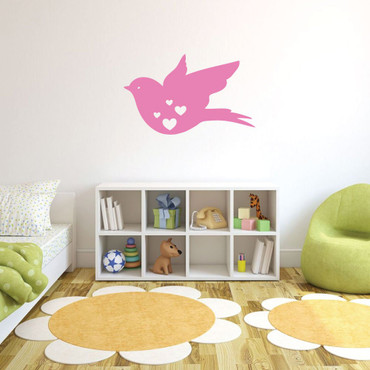 Bird Wall Decor - Vinyl Sticker Art Silhouette for Home, Room, Girl's Bedroom or Playroom Decoration