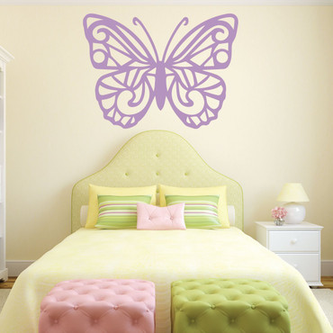 Butterfly Wall Decor - Stain Glass Butterfly Decal - Vinyl Art Decor for Home. Bedroom, Playroom or Study Area.