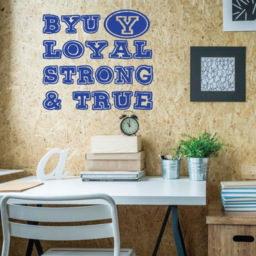 BYU Decal - Loyal Strong and True - Wall Decals for Home Decor, Bedroom, Playroom, Study Area or Dorm Room - Brigham Young University Graduation Gift