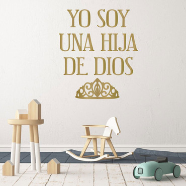 Calcomanias Para Ni'as - Spanish Religious Wall Decal for Girls - Soy Un Hija De Dios - Christian Home Decor Gift