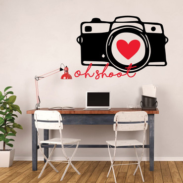 Camera Wall Decor - Oh Shoot - Photography Wall Decor - Vinyl Wall Decal For Bedroom, Playroom Or Study Area.