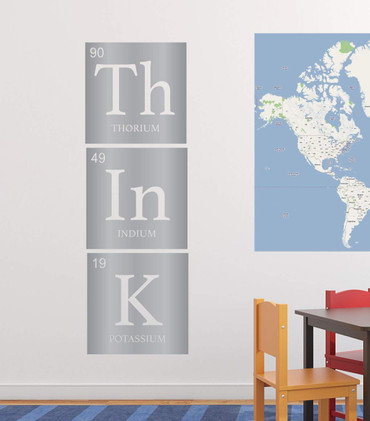 Chemistry Wall Decal - Think - Vertical Periodic Table Decoration - Removable Vinyl Decor For Classroom, Child's or Adult's Bedroom, Playroom or Study Area