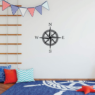 Children Compass Wall Decal - Vinyl Decorations for Boy's Bedroom, Playroom or Study Area