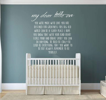 Children Room Decor - My Dear Little One - Boys or Girl's Bedroom Decoration, Playroom or Nursery Room