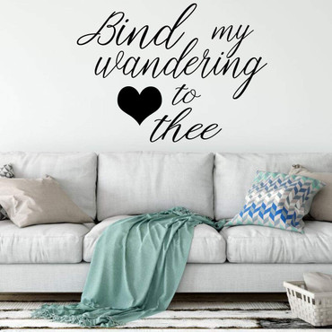 Christian Music 'Come Thou Fount' Wall Decal - Bind My Wandering Heart to Thee - Heart Symbol - Nursery Room Vinyl Decoration for Home, Bedroom or Living Room Decor