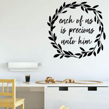 Christian Wall Decal - Each of Us Is Precious Unto Him - Vinyl Art Home Decor for Bedroom or Living Room Decoration