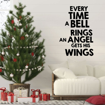 Christmas Wall Decal - Every Time A Bell Rings - Holiday Vinyl Stickers for Living Room, Family Room Decor or Home Decoration