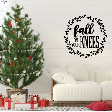 Christmas Wall Decal - Fall On Your Knees - Holiday Vinyl Stickers for Living Room, Family Room Decor or Home Decoration