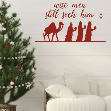Christmas Wall Decal - Wise Men Still Seek Him - Holiday Vinyl Decoration for Living Room or Home Decor
