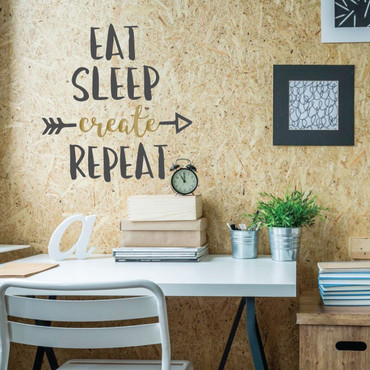 Crafty Gift - Eat Sleep Create Repeat - Wall Vinyl Decals for Home Decor, Bedroom, Playroom, Study Area or Craftroom