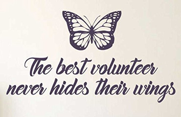 Custom "The best volunteer never hides their wings" butterfly decal