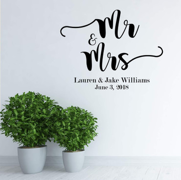Couples Personalized Name and Date Wedding Gift Vinyl Decal
