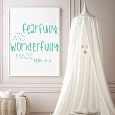 Fearfully And Wonderfully Made Quote Vinyl Wall Decor