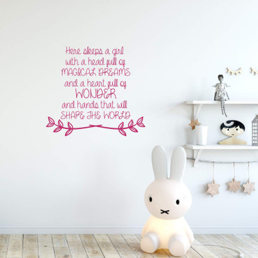Girl Wall Decor | Nursery, Bedroom, or Playroom Vinyl Lettering Stickers | Here Sleeps a Girl Quote -| Baby Shower Gift | Small, Large, Extra Large | Black, White, Gold, Other Colors