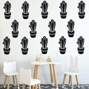 Cute Catus Wall Pattern Decals Silhouettes