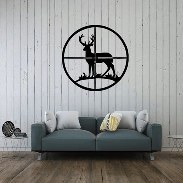 Deer Wall Decor - In The Sights Vinyl Art Decal Sticker - Hunter Decor for Home, Log Cabin or Man Cave