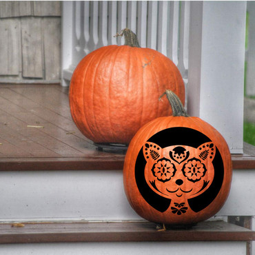 Dia de los Muertos Cat Silhouette Vinyl Decal for Decorating Pumpkin, Wall, or Window