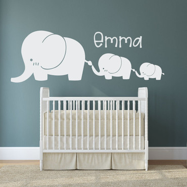 Elephant Wall Decals - Twin Baby Nursery Decor Sticker, Decoration for Kids Room, Playroom, Jungle Theme Bedroom