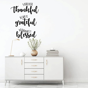 Family Wall Decal - Forever Thankful Always Grateful - Vinyl Art for Living Room, Bedroom or Home Decor