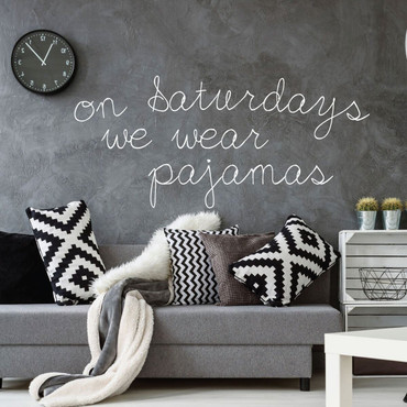 Family Wall Decal - On Saturdays We Wear Pajamas - Fun Vinyl Art for Living Room, Bedroom Decoration or Home Decor
