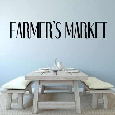 Farmhouse Wall Sign - 'Farmer's Market'- Vinyl Decal For Home Decoration - Kitchen, Living Room or Entry Way Decor