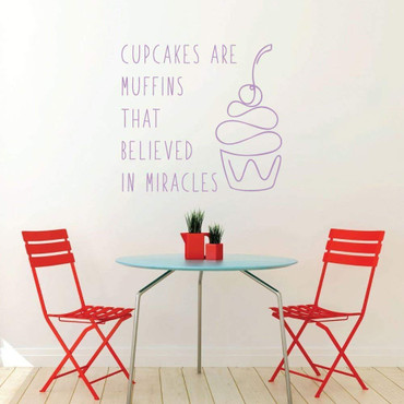 Funny 'Cupcakes Are Muffins' Quote Vinyl Wall Decal