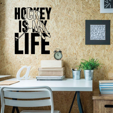 Hockey Wall Decor - Hockey Is My Life - Vinyl Decal For Teen, Boy's Bedroom or Playroom - Sports Decorations