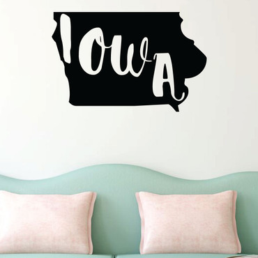 Iowa State Wall Decal - Silhouette Vinyl Art for Home Decor, Living Room or Family Room Decoration